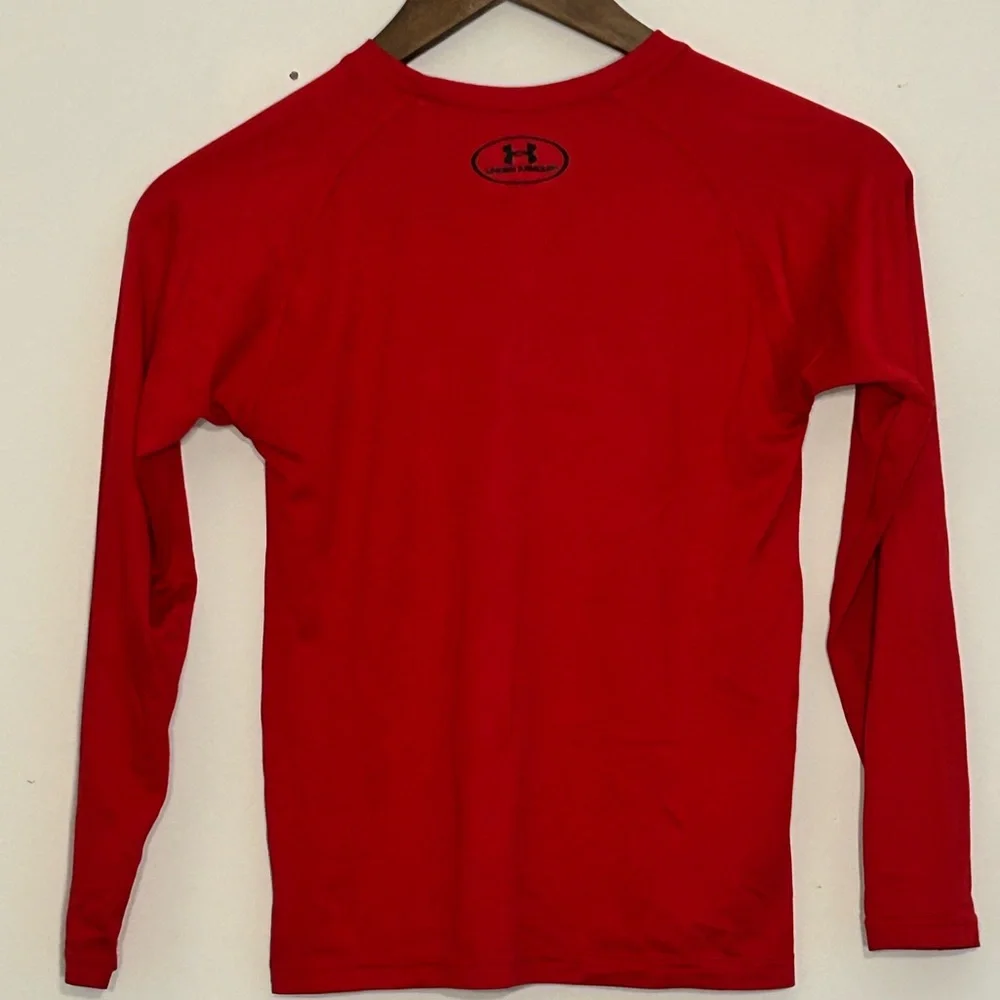 Under Armour HeatGear Long Sleeve Shirt Youth YSM Red Logo